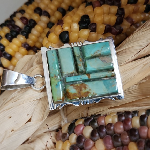 NWOT Native American Navajo Turquoise Cobblestone Pendant 💙 - Picture 2 of 10